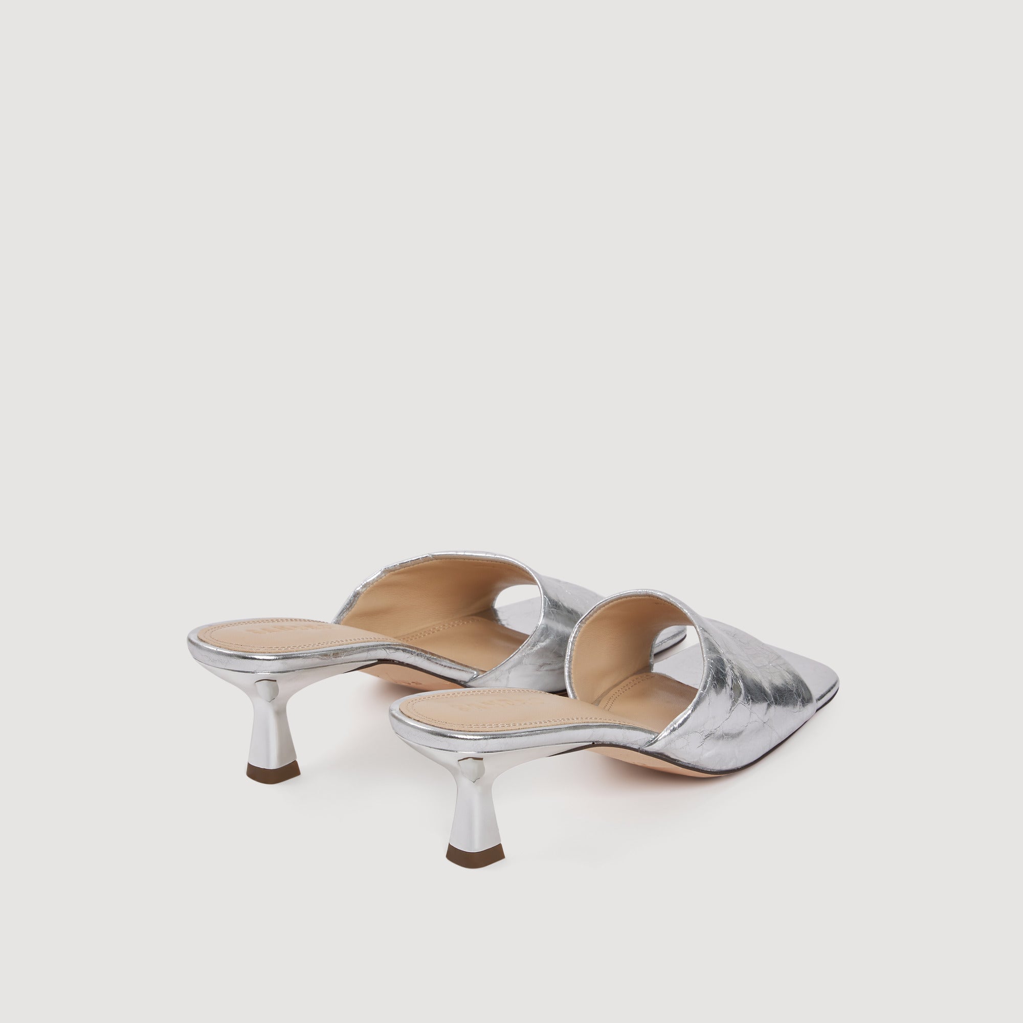 Lovely Metallic Leather Mules Silver
