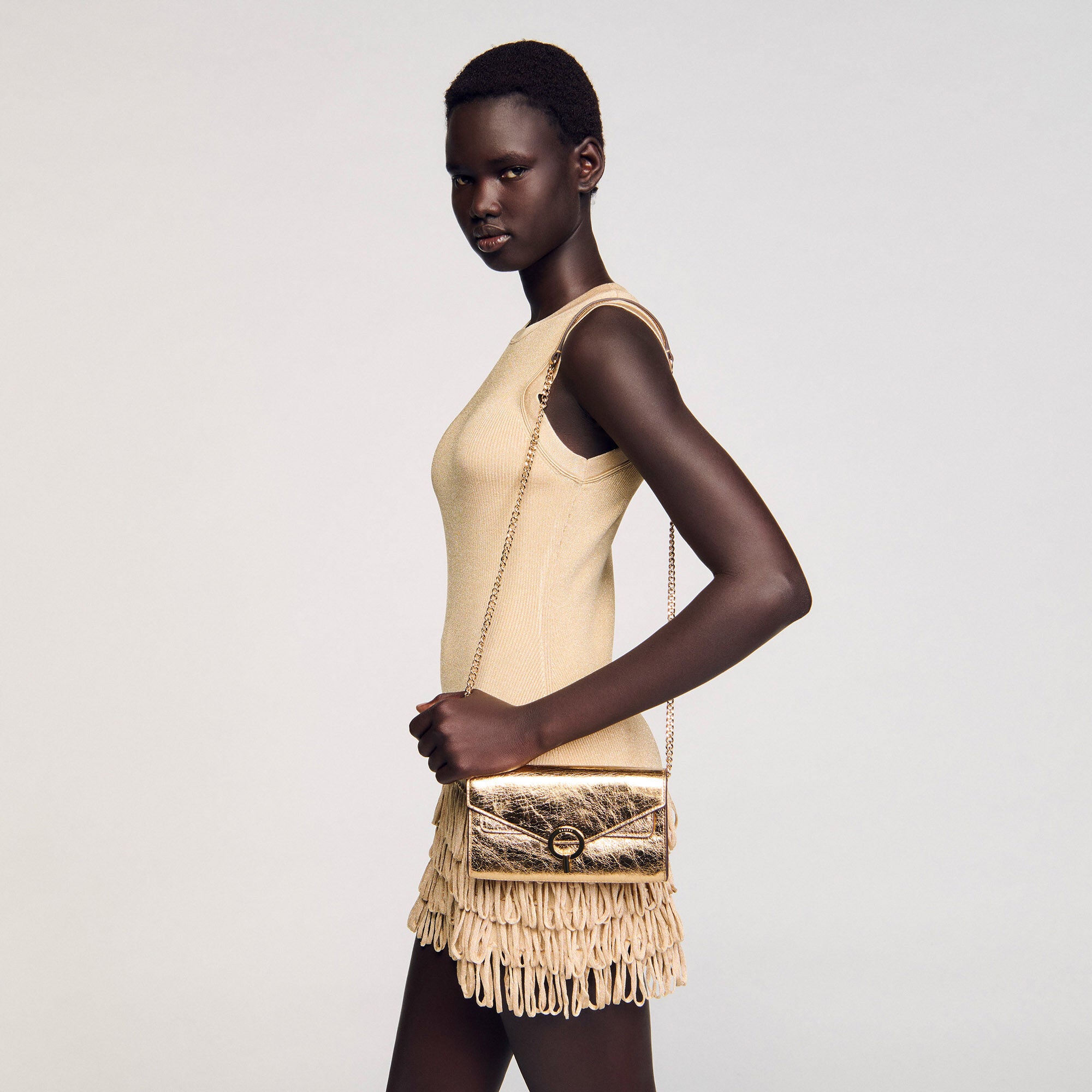 Yzapocket Gold Gold Leather Clutch Bag Gold