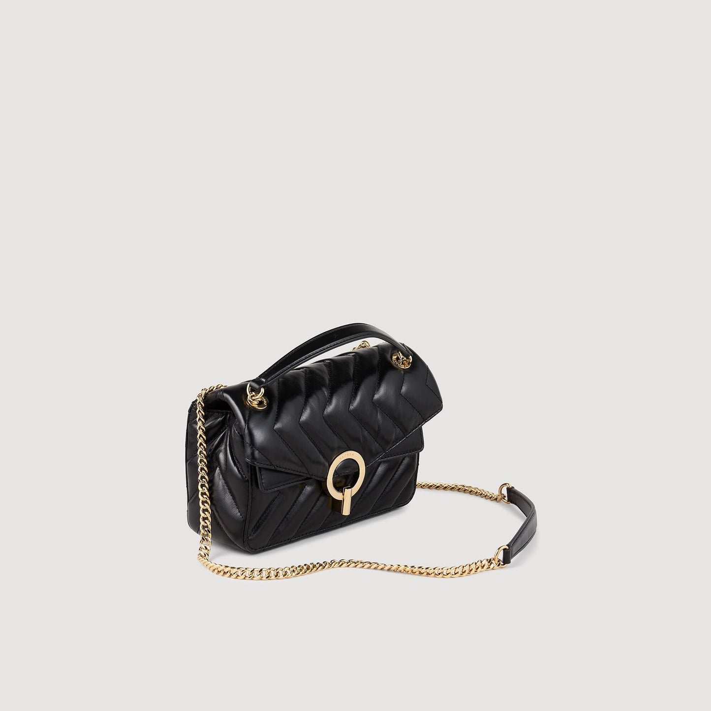 Yza Small Plain Leather Bag Black