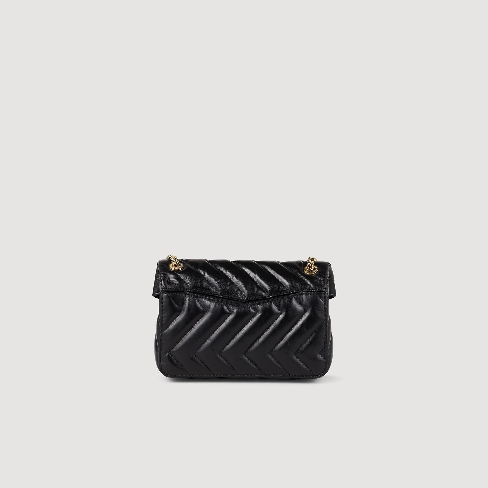 Yza Small Plain Leather Bag Black