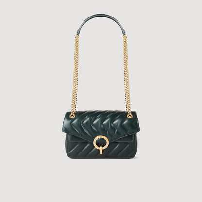 Yza Small Plain Leather Bag Forest Green