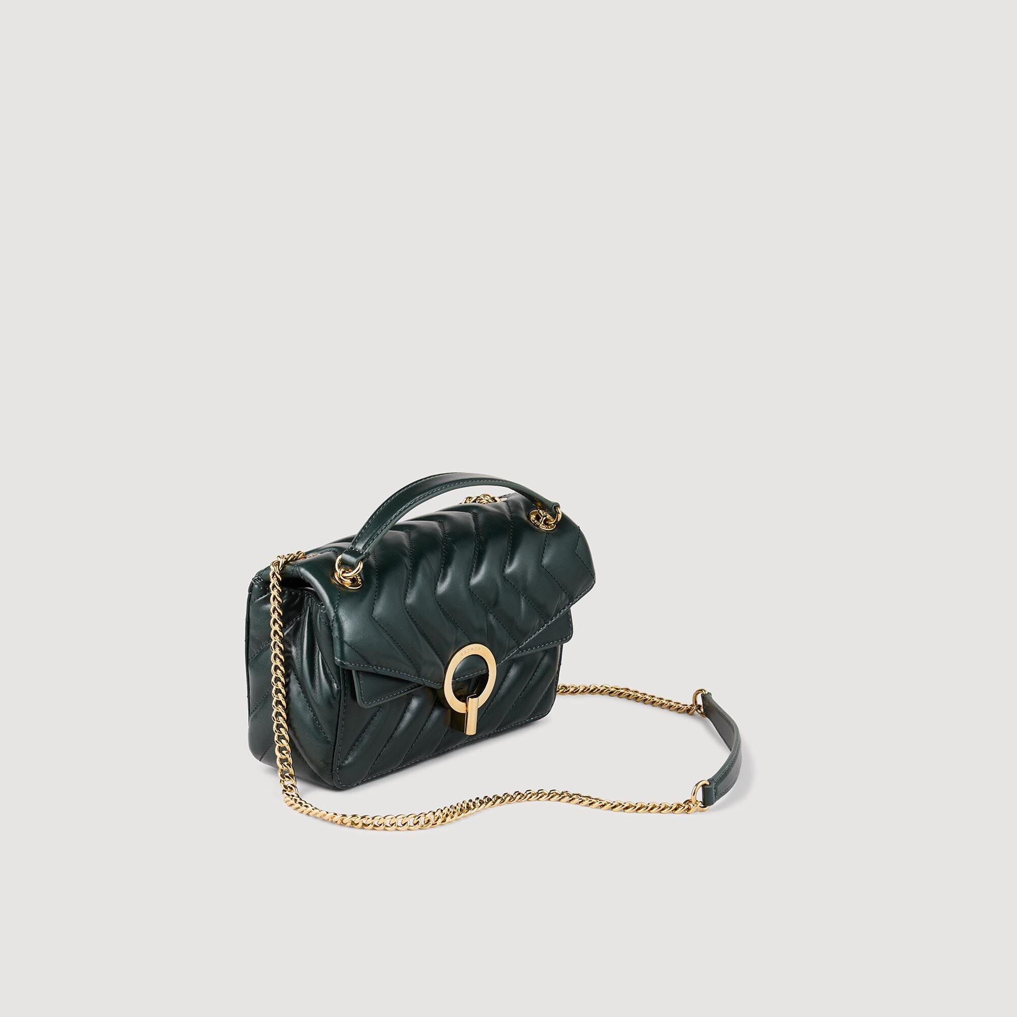 Yza Small Plain Leather Bag Forest Green