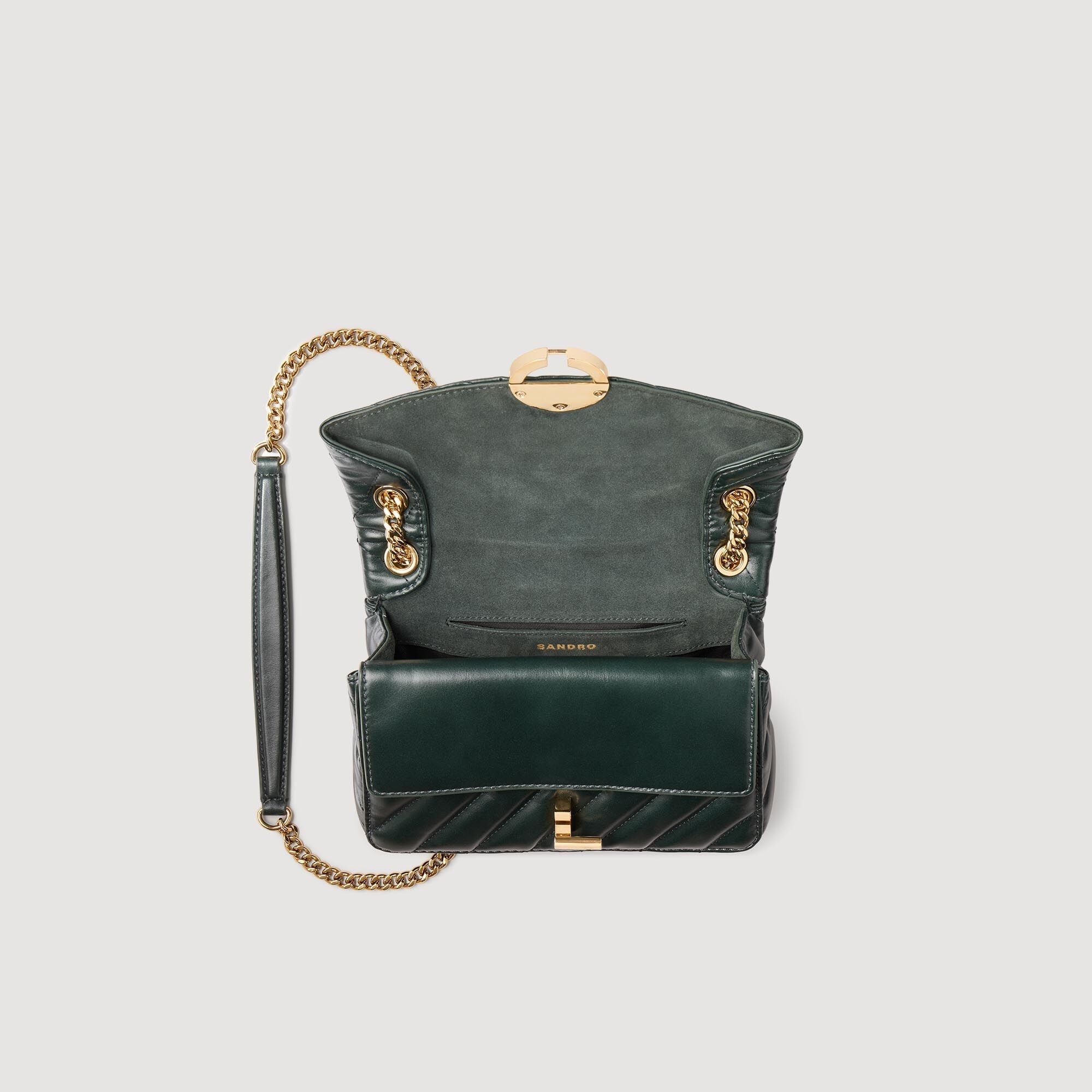 Yza Small Plain Leather Bag Forest Green