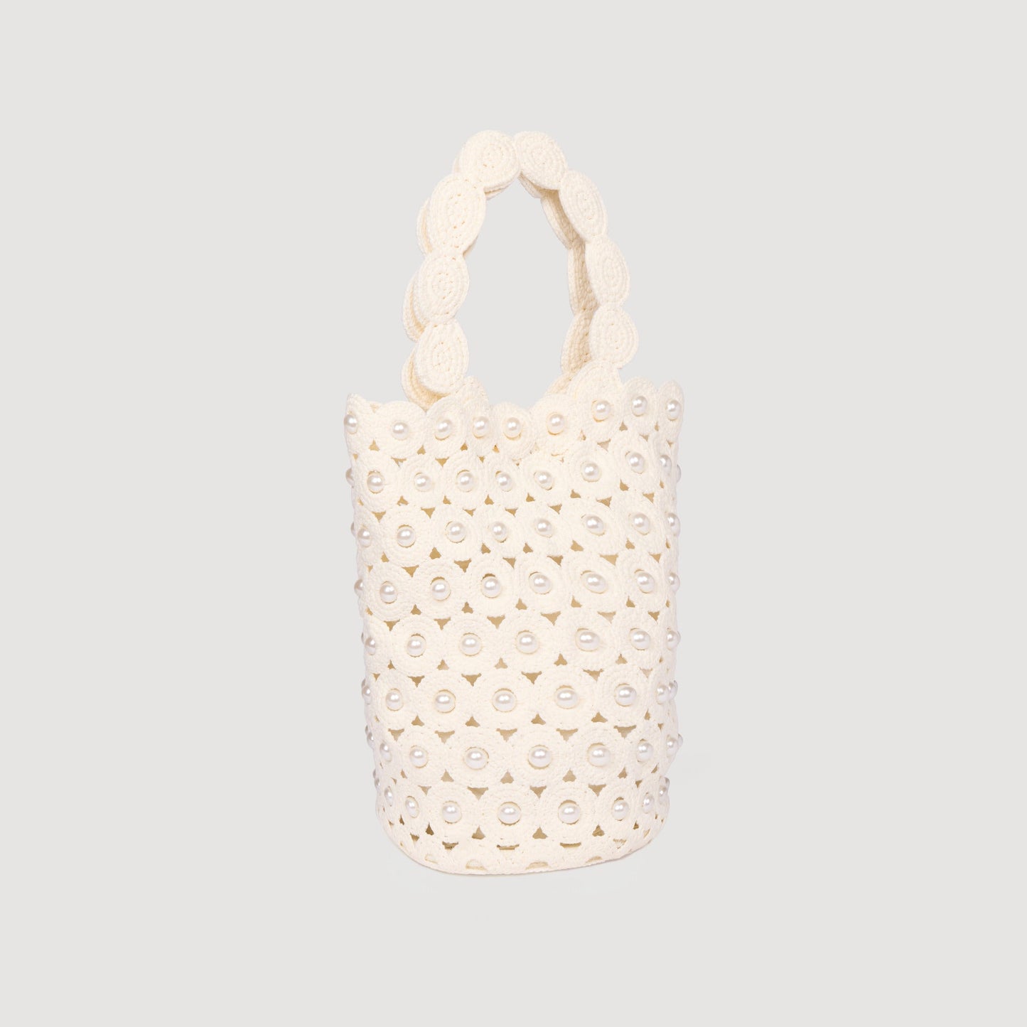 Lanea Beaded Crochet Bucket Bag CREAM