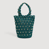 Lanea Beaded Crochet Bucket Bag DARK GREEN