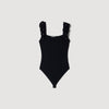 Venise Knit bodysuit with beaded flowers Black