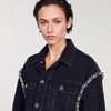 Oversized Denim Jacket With Rhinestones Black