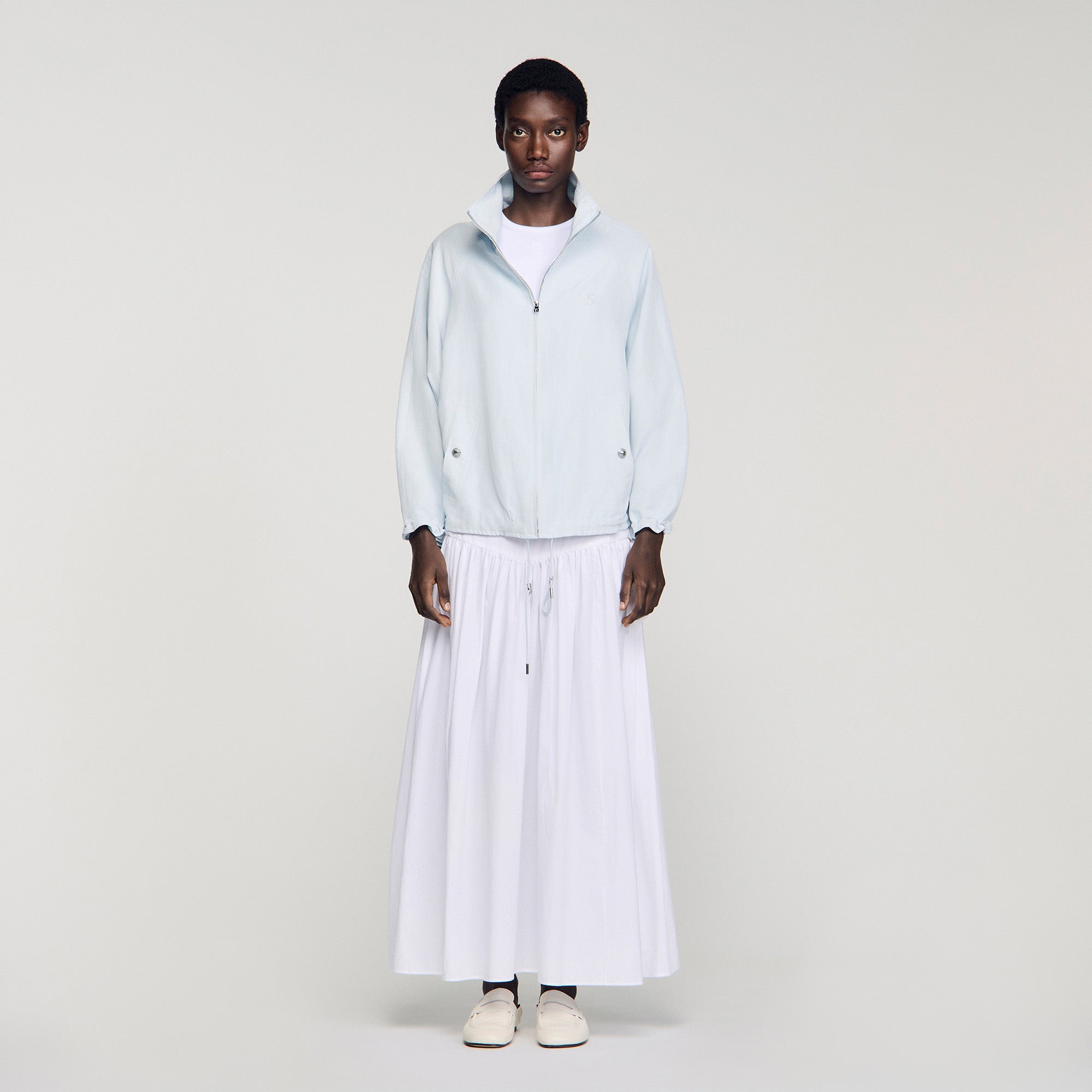 Jayn Embroidered Collar Oversized Jacket Sky Blue