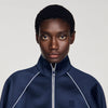 Lizy Embroidered Cropped Satin Jacket Navy / Black