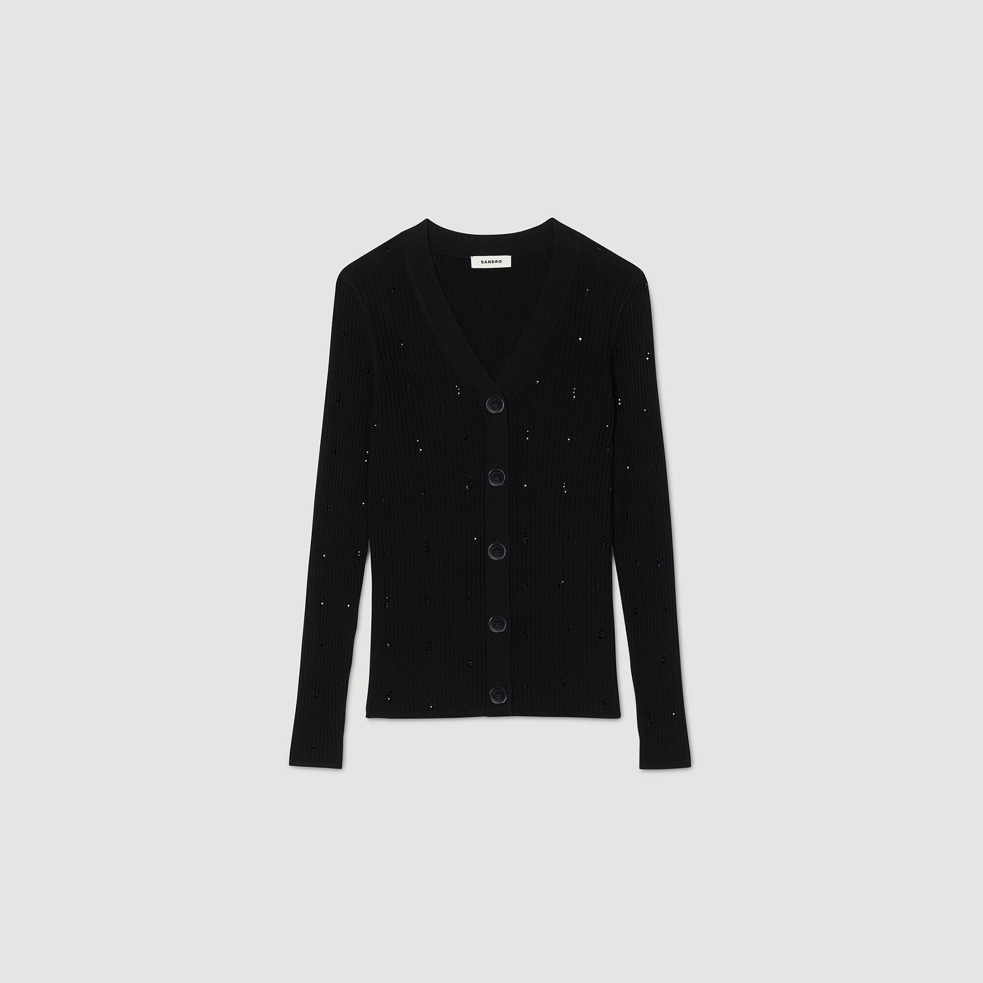 Sandro cardigan open front sweater sale black