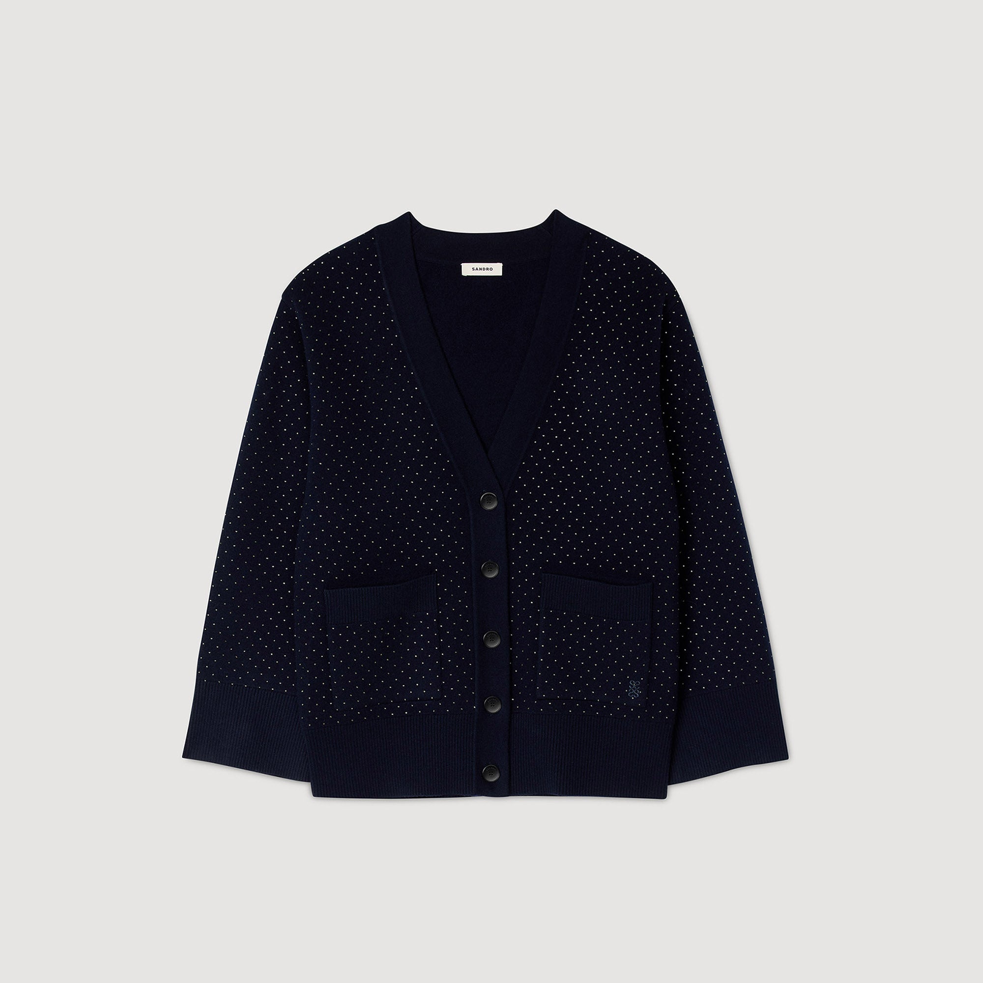 Vaddy Long Rhinestone Cardigan Navy Blue Vaddy Long Rhinestone Cardigan Navy Blue