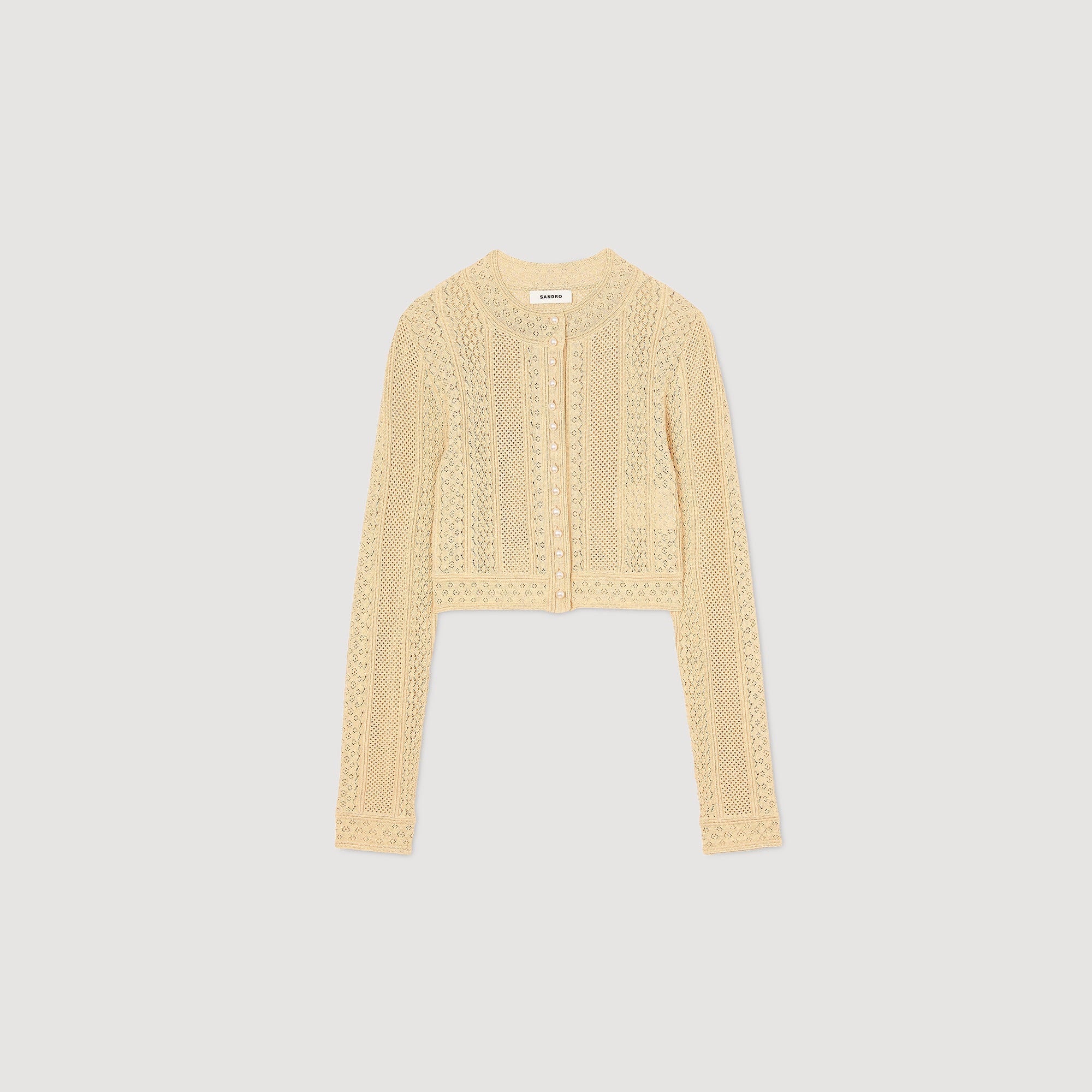 Sheer Knit Cardigan Gold