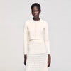 Blondeau Cropped Cardigan With Peal Buttons Ecru