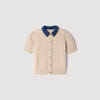 Mado Cardigan with denim collar Beige