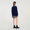 Basile Long Two-Tone Cardigan Navy Blue
