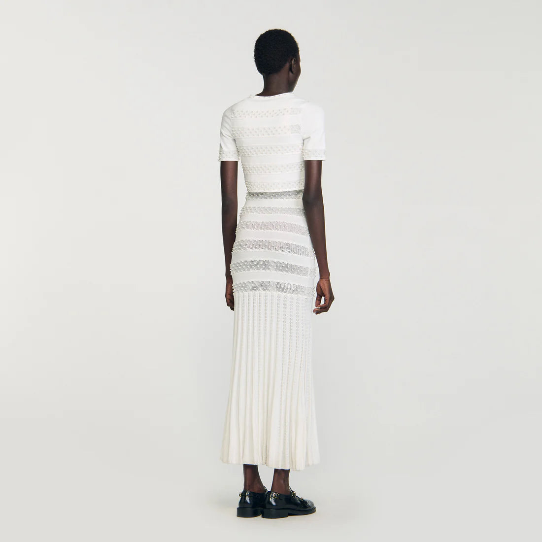 Milau Cropped Beaded Cardigan Ecru