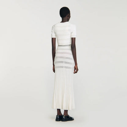 Milau Cropped Beaded Cardigan Ecru