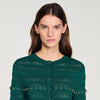 Laneo Pearl Textured Knit Cardigan DARK GREEN