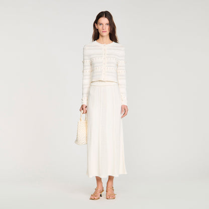 Laneo Pearl Textured Knit Cardigan CREAM