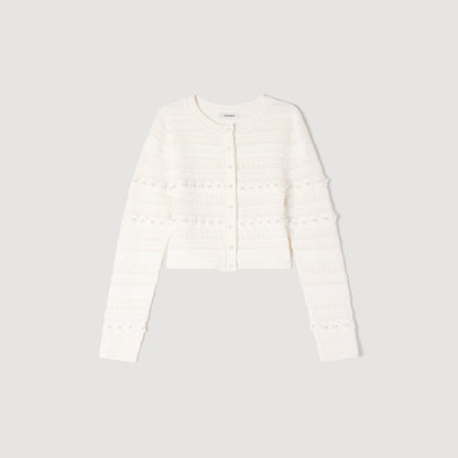 Laneo Pearl Textured Knit Cardigan CREAM