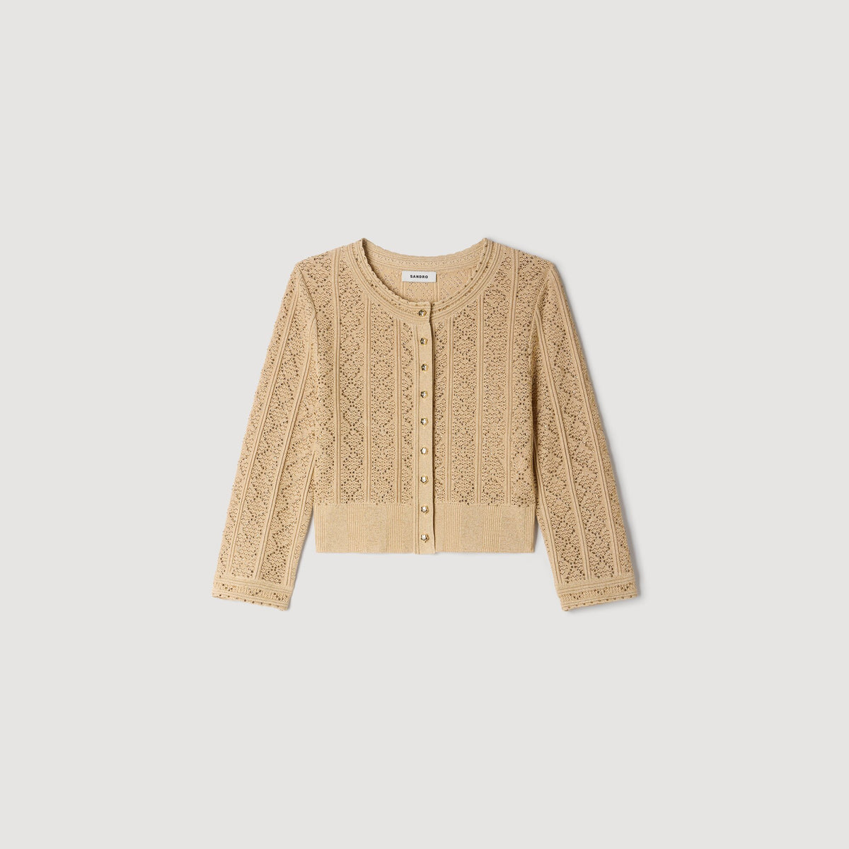 Lisane Cropped rhinestone knit cardigan Vanilla