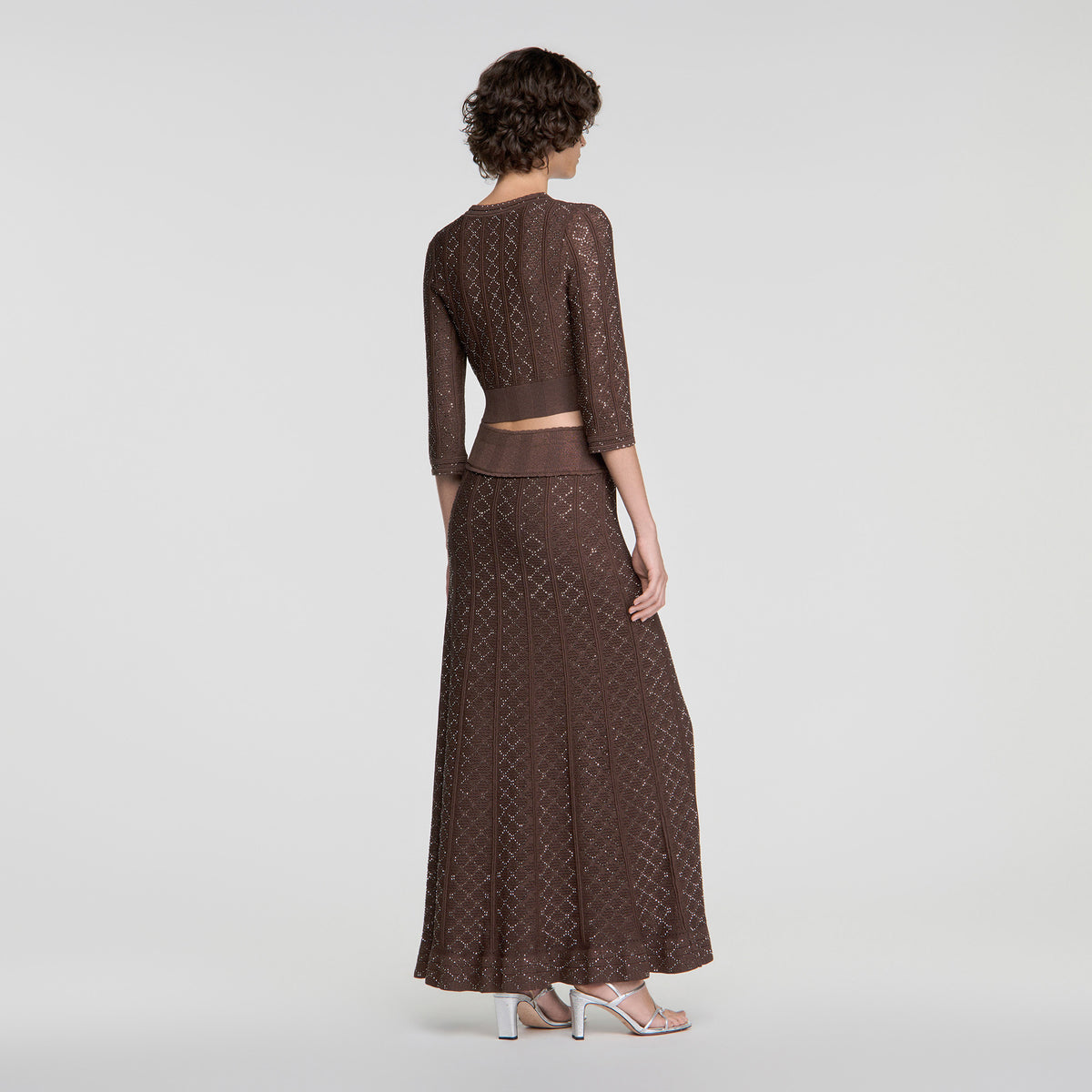 Lisane Cropped rhinestone cardigan Brown