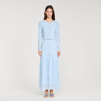 Leva Cropped Pearled Cardigan Sky Blue