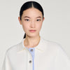 Bruxelles Polo Cardigan With Poplin Details Ecru