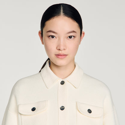 Madeen Cardigan With Denim Details Ecru