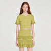 Elena Cropped Ruffled-Sleeve Cardigan Green