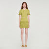 Elena Cropped Ruffled-Sleeve Cardigan Green