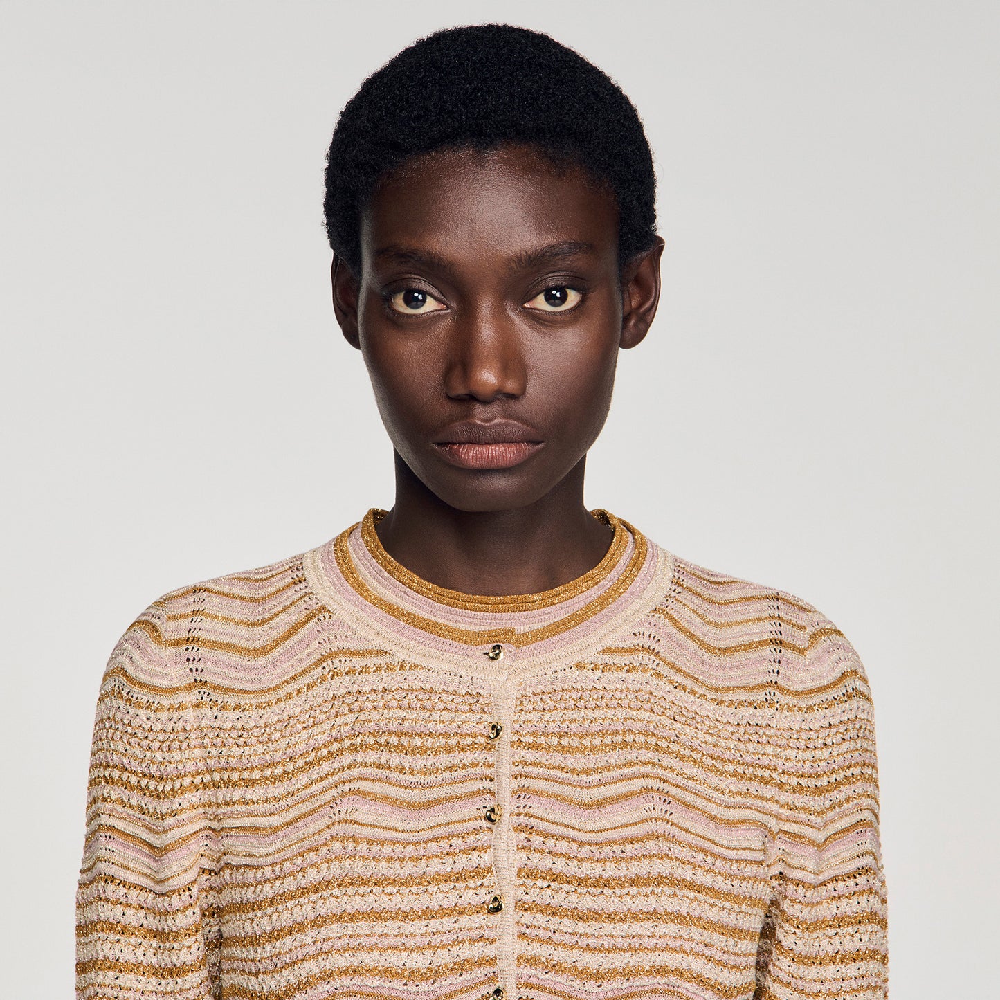Raffaelo Decorative Knit Cardigan Brown
