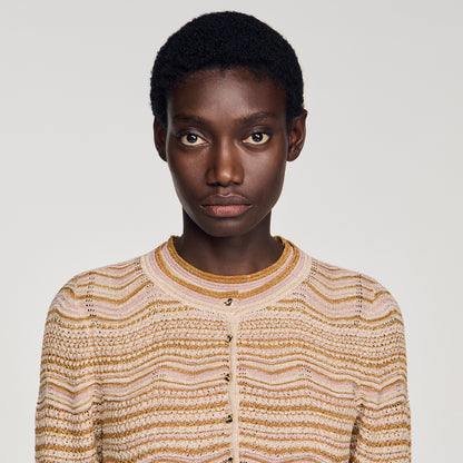 Raffaelo Decorative Knit Cardigan Brown