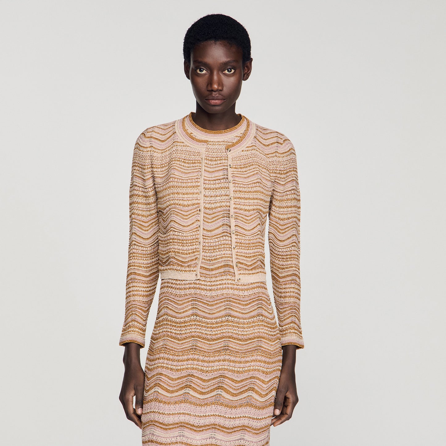 Raffaelo Decorative Knit Cardigan Brown