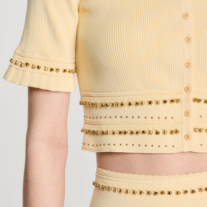Oria Cropped cardigan with tassels Vanilla