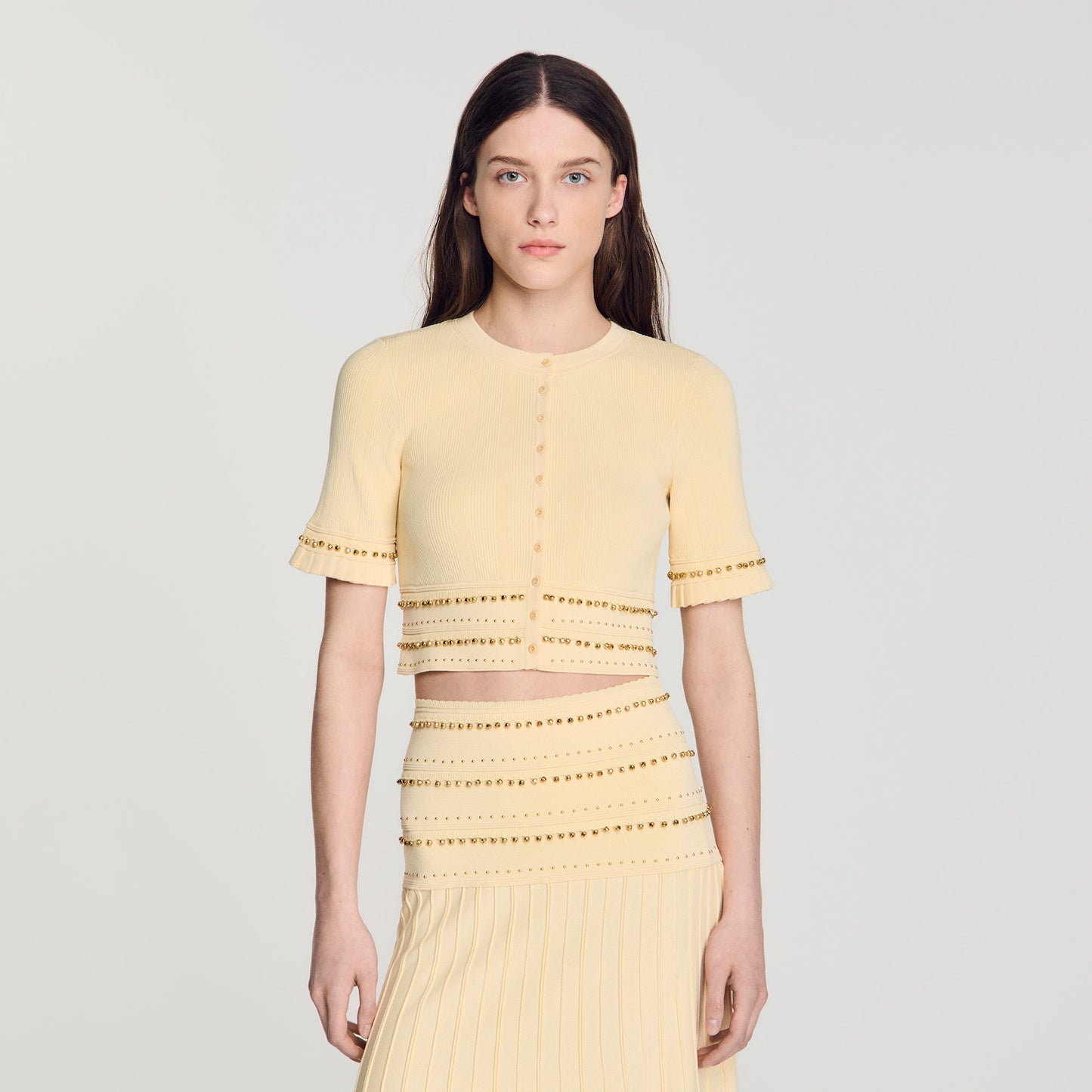 Oria Cropped cardigan with tassels Vanilla