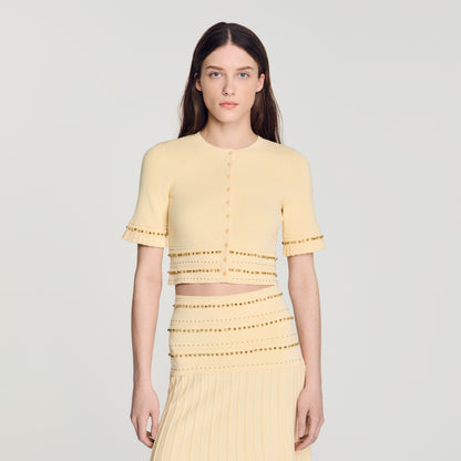 Oria Cropped cardigan with tassels Vanilla