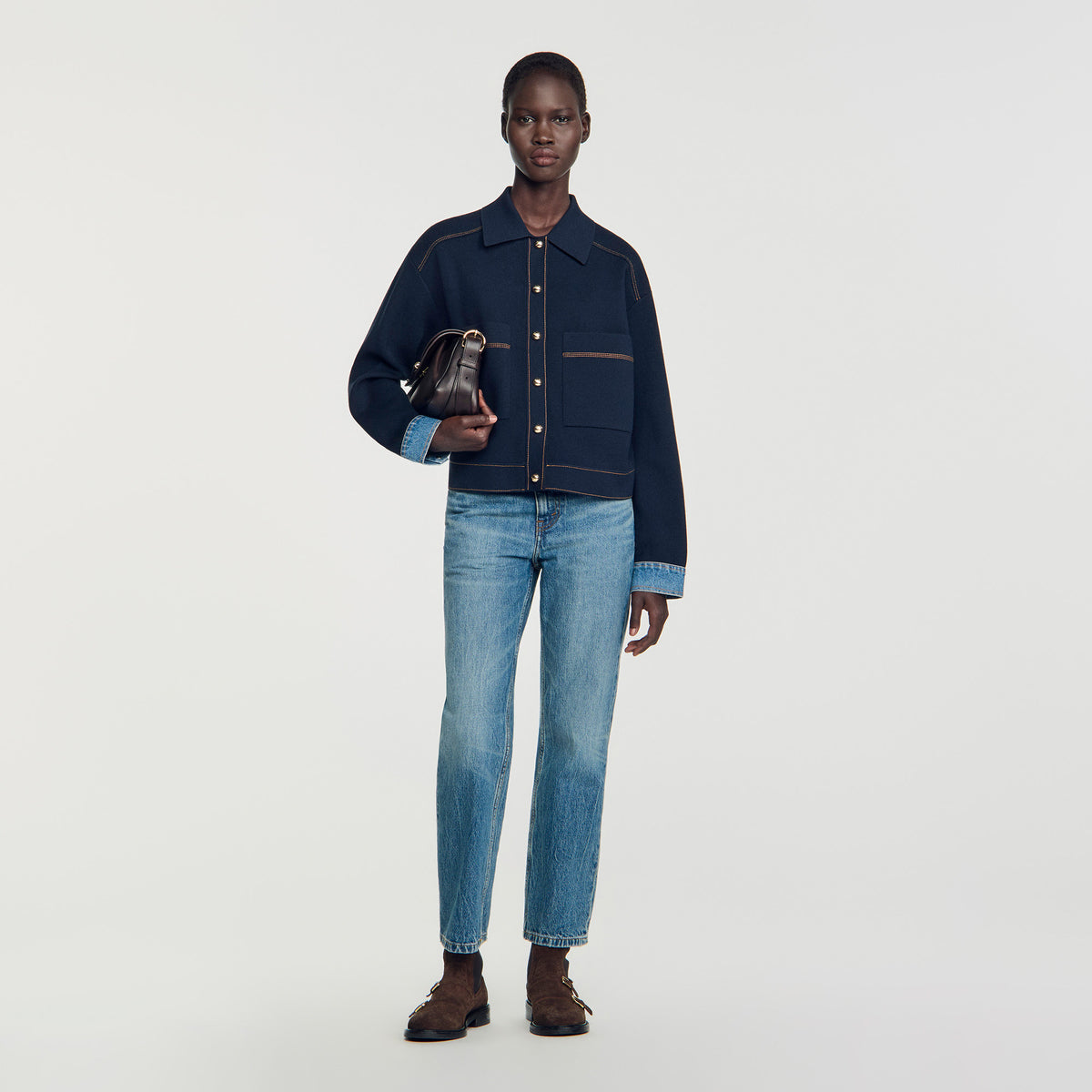 Christopher Jacket-effect cardigan Navy Blue