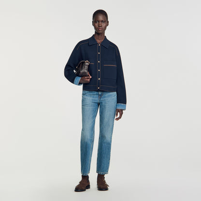 Christopher Jacket-effect cardigan Navy Blue
