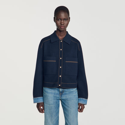 Christopher Jacket-effect cardigan Navy Blue
