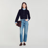 Anthony Two-tone origami collar cardigan Navy Blue