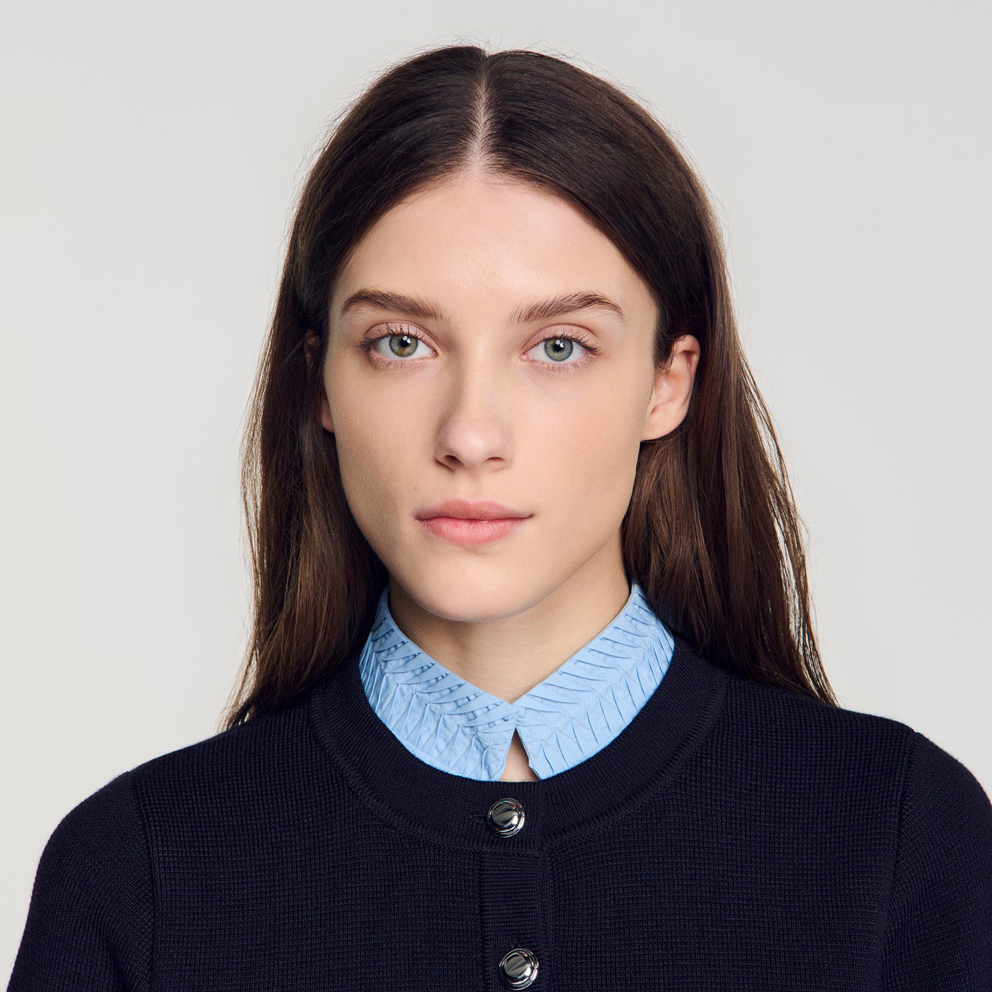 Anthony Two-tone origami collar cardigan Navy Blue