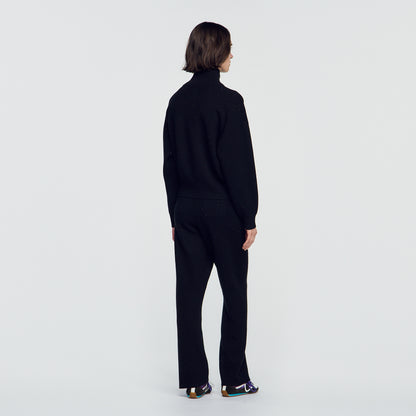 Lunaire Standing Collar Strass Cardigan Black