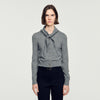 Coralyne Pointelle Knit Cardigan Grey