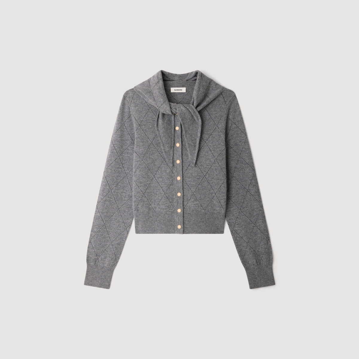 Coralyne Pointelle Knit Cardigan Grey