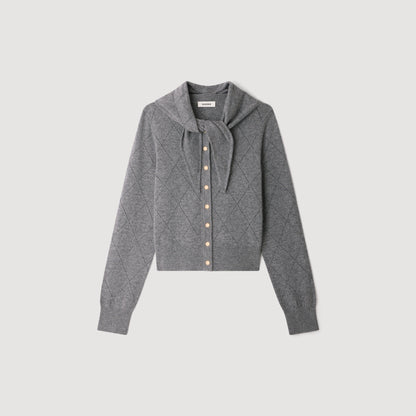 Coralyne Pointelle Knit Cardigan Grey