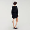 Aubrey Cardigan with pearl flower collar Black