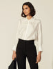 Silk Shirt With Pleated Trim Ecru