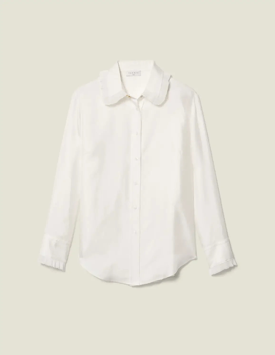 Silk Shirt With Pleated Trim Ecru