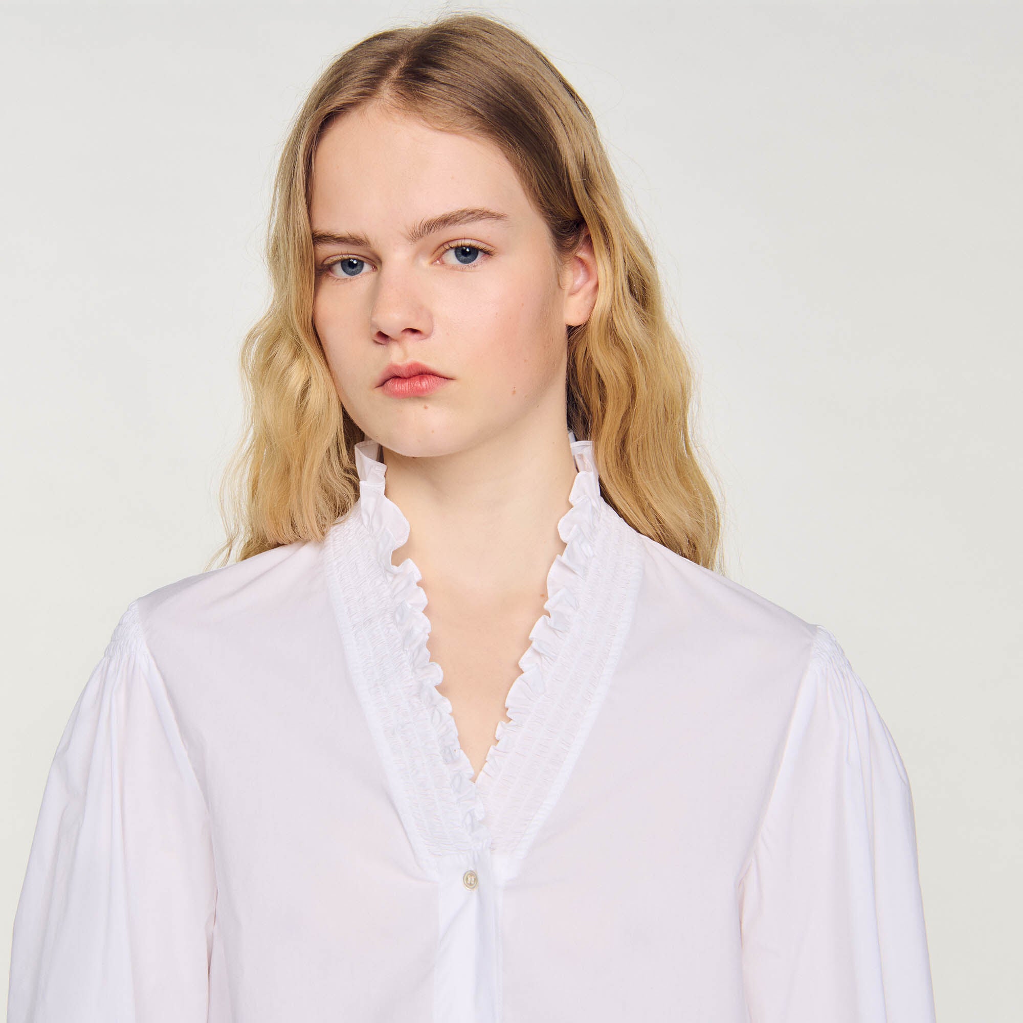 Cotton Shirt With Fancy Collar white